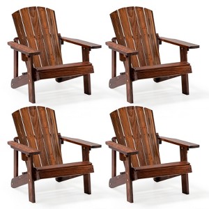 Infans Set of 4 Kid's Adirondack Chair Patio Wood High Backrest Arm Rest Outdoor - 1 of 4