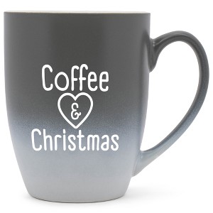 Elanze Designs Coffee & Christmas Two Toned Ombre Matte Gray and White 12 ounce Ceramic Stoneware Coffee Cup Mug - 1 of 4