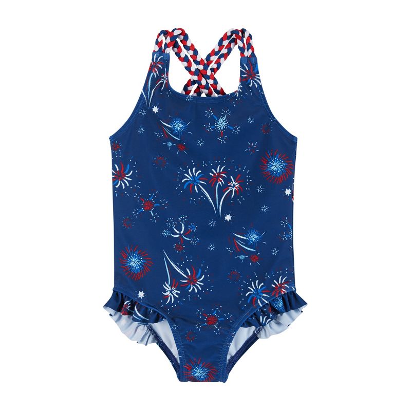 Andy & Evan  Toddler  Patriotic One-Piece Swimsuit w/Ruffle Detail, 1 of 4