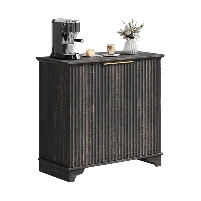 Coffee Bar Cabinet - Farmhouse Storage with Fluted Doors, Sideboard Buffet Cabinet with Adjustable Shelves, for Kitchen, Dining Room, Living Room