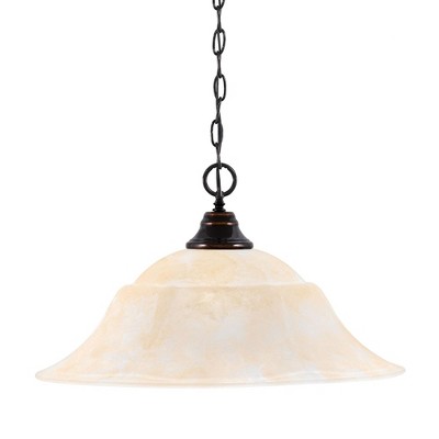 Toltec Lighting Any 1 - Light Pendant in  Black Copper with 20" Amber Marble Shade