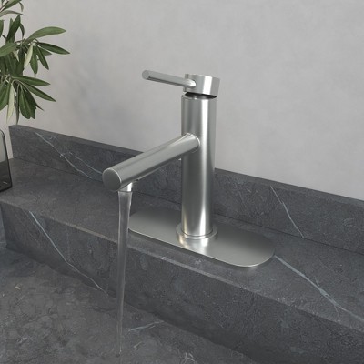 Brushed Nickel Single Handle Low-Arc Bathroom Faucet
