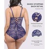 SHAPELLX Lace Bodysuit for Women V Neck Tummy Control Shapewear Thong Body Shaper Body Suit—Purple 38 - 2 of 3