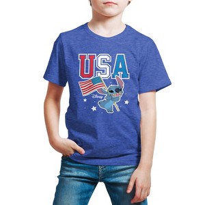 Boys' - Lilo and Stitch - USA Stitch Short Sleeve Graphic T-Shirt - 1 of 4