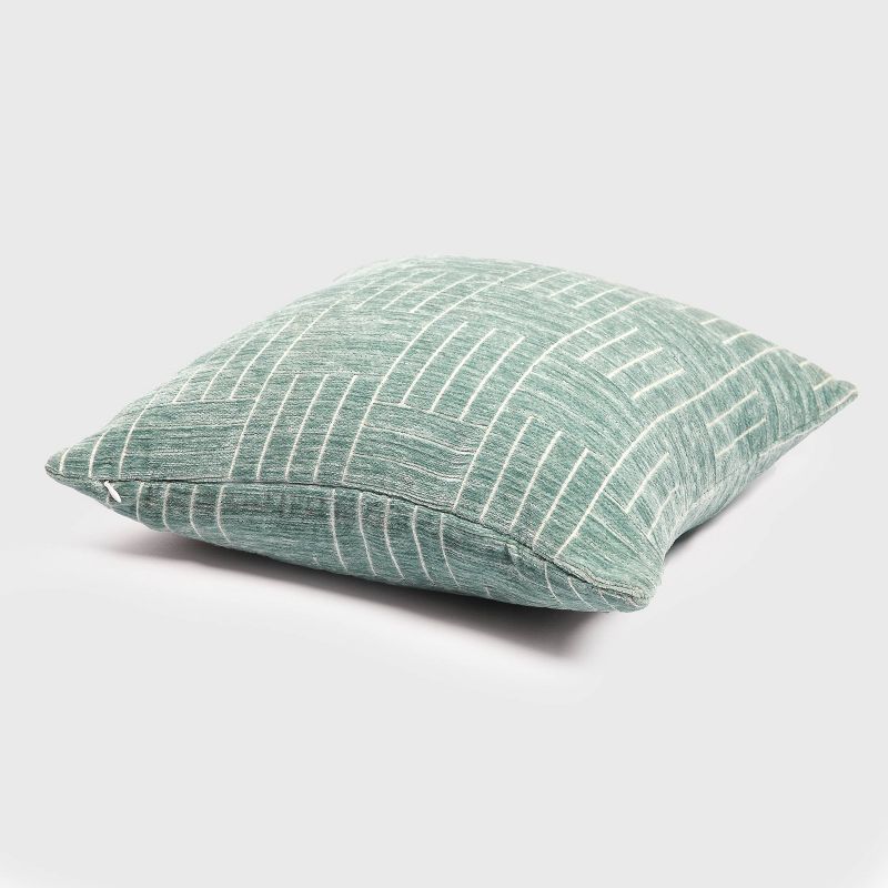 Staggered Striped Chenille Woven Jacquard Square Throw Pillow - freshmint, 3 of 7
