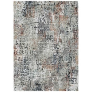 Taupe Gray And Copper Abstract Washable Indoor Outdoor Area Rug - 1 of 4