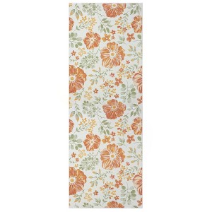 HomeRoots 2' X 8' Ivory Green and Orange Floral Stain Resistant Indoor Outdoor Runner Rug - 1 of 4