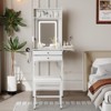Small Makeup Vanity Desk Set with Adjustable Lighted Mirror, Foldable Panel, Hair Dryer Holder, 2 Drawers, Compact Dressing Table - 2 of 4