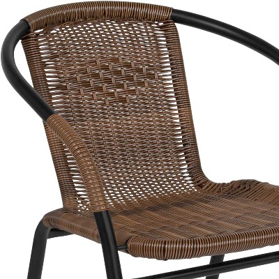 Medium Brown Rattan Stackable Indoor-Outdoor Dining Chairs, Set of 4