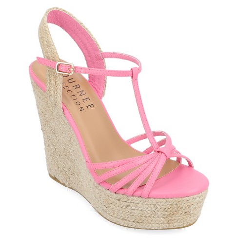 Journee Collection Womens Yara Tru Comfort Foam Buckle Espadrille Wedge  Sandals Pink 10 : Target
