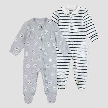 Huggies Baby 2pk Uni Happy Face Organic Sleep N' Play - Gray/Blue