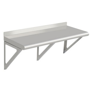 Stainless Steel Shelf 12" x 48", 250lb Commercial Shelves Wall Mount Metal Shelving with Backsplash and Brackets for Kitchen, Restaurant, Laundry - 1 of 4