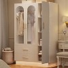 70.07" Tall Storage Cabinet with 3 Doors & 2 Drawers, Modern Large Storage Cabinet with Fluted Glass Door, Hanging Rods, White - 3 of 4