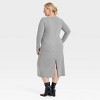 Women's Long Sleeve Knit Midi Shift Dress - A New Day™ Gray - 2 of 3