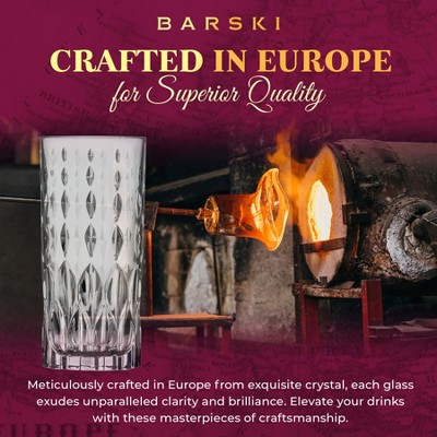 Marilyn Design Clear Crystal Highball Drinking Glasses, 13 oz - Set of 2