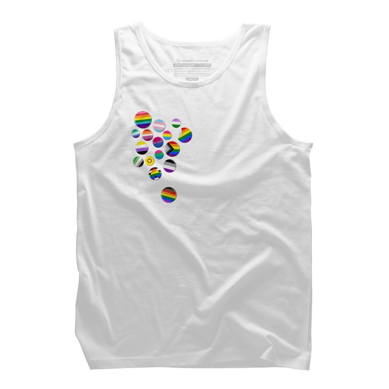 Adult Design By Humans Rainbow LBGTQIA+ Pride Badges By Roadhouse Tank Top, 1 of 3