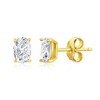 Bella Silver Sterling Silver, Gold Plated Solitaire Oval CZ, 5x7mm 18" Necklace & 3x6mm Earrings Set - 2 of 4
