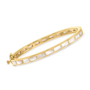 Ross-Simons Mother-Of-Pearl Bangle Bracelet in 18kt Gold Over Sterling - 1 of 4