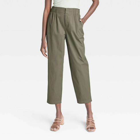 Women's High-rise Tapered Ankle Chino Pants - A New Day™ Olive S