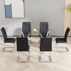 DOMETOUR Set of 6 Modern Faux Leather Dining Chairs with Metal Legs, Upholstered Seat for Kitchen, Living, Bedroom (Black PU) C-001 - 3 of 4