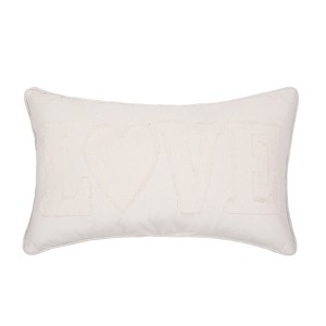C&F Home 12" x 20" Valentine's Day White "Love" Applique Accent Throw Pillow - 1 of 3