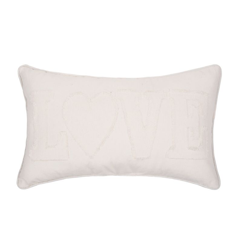 C&F Home 12" x 20" White Love Valentine's Day Applique Pillow, 1 of 4