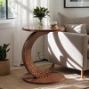 Hommoo C-Shaped Sofa Side Table with Carving Texture, Slide-Under End Table - 3 of 4