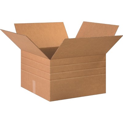 The Packaging Wholesalers 20" x 20" x 12" Multi-Depth Shipping Boxes 32 ECT Brown 20/Bundle