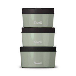 S'well Food Storage Canister Set Sage: Stainless Steel, BPA-Free, 3-Piece Kitchen Set, Dishwasher-Safe, Silicone Lids - 1 of 4