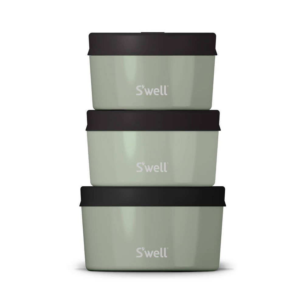 Photos - Food Container Swell S'well Food Storage Canister Set Sage: Stainless Steel, BPA-Free, 3-Piece Kitchen Set, Dishwasher-Safe, Silicone Lids 