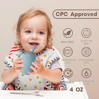 AOSTIRMOTOR Silicone Toddler Sippy Cup Training Cup with Straw Lid