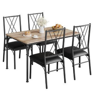 CuisinSmart 5-Piece Dining Table Set, Kitchen Table and Chairs, Metal and Wood Indoor Rectangular Dining Table Furniture Set - 1 of 4