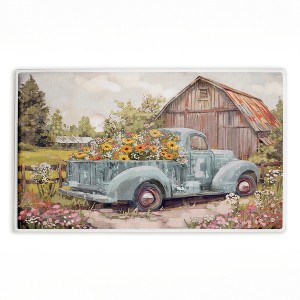Stupell Industries Vintage Truck With Flowers Printed Plush Bath Mat And Bath Rug, Design By Nina Blue, 18"X30" - 1 of 4