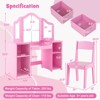 Infans Kids Vanity Table & Chair Set 2-in-1 Princess Pretend Play Makeup Vanity Set - 2 of 4