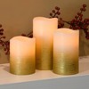 Lumabase 3ct Battery Operated LED Wax Candles Gold - 4 of 4