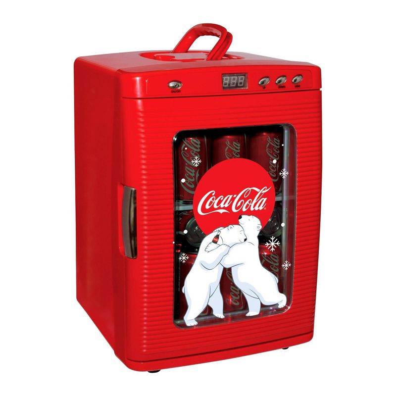 Coca-Cola Polar Bear 28 Can Cooler/Warmer 12V DC 110V AC Mini Fridge - Red, 1 of 8
