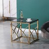 Stainless Steel Cube Coffee Table, Modern Coffee Table with Tempered Glass Top for Dining Room Kitchen Living Room - 2 of 4