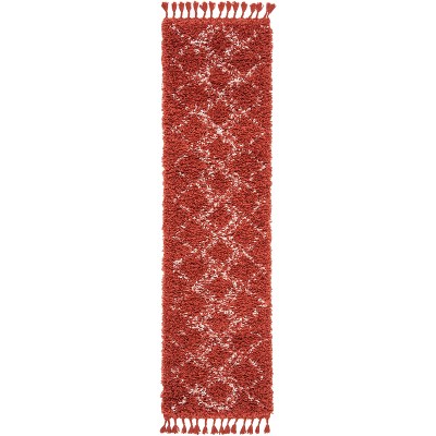 Pro Lux Shag Plx432 Power Loomed Runner Rug - Rust/creme - 2'6