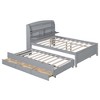 TIRAMISUBEST Twin/Full Size LED Platform Bed with Trundle and 3 Storage Drawers, Wooden Bed Frame with Storage Headboard and LED Light - 4 of 4