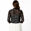 Anna-Kaci Women's Floral Lace Cropped Cardigan with 3/4 Sleeves and Scalloped Trim - 3 of 4
