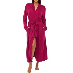ADR Women's Lightweight Cotton Robe, Classic Soft Knit Long Lounge Robe with Pockets - 1 of 3