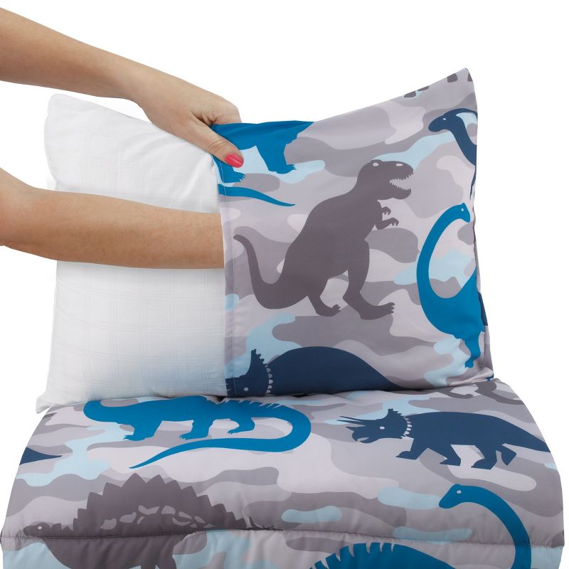 Everything Kids Navy, Grey and Royal Blue Dino Deluxe Easy Fold Nap Mat, 3 of 6