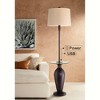 Regency Hill Fallon Rustic Industrial Floor Lamp with Tray Table 66" Tall Bronze Hammered USB and Outlet Oatmeal Shade for Living Room Bedroom Office - 2 of 4