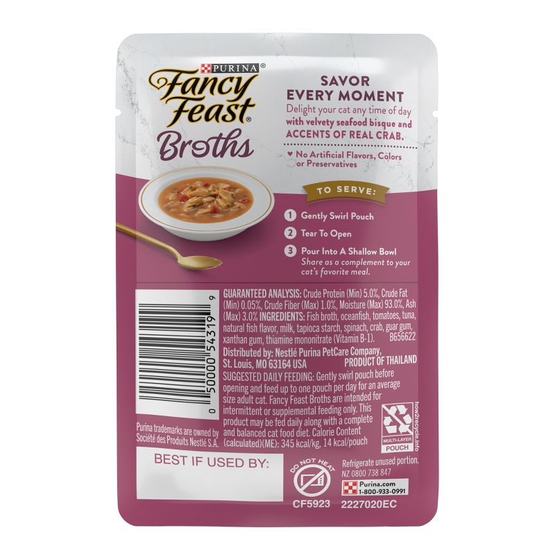 Fancy Feast Broths Lickable Seafood Bisque and Accents of Real Crab Wet Cat Food - 1.4oz, 4 of 9