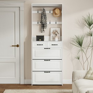 VYNXARIA White color shoe cabinet with 3 doors 2 drawers,large space for storage - 1 of 4