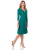 Rekucci Women's Slimming 3/4 Sleeve Fit and Flare Crossover Tummy Control Dress - 2 of 4