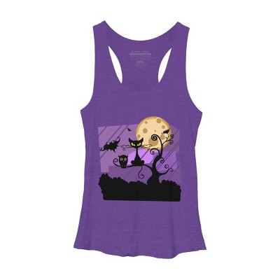 Women's Design By Humans Night Halloween moon By ChadiElHanchi Racerback Tank Top