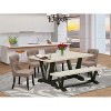 HomeStock 6-Pc Rectangle Natural Oak Finish Solid Wood Top Dining Table with 1-Bench, 4-Chairs - 2 of 4