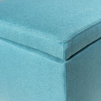 Teal Fabric Storage Ottoman with Easy Access Lid