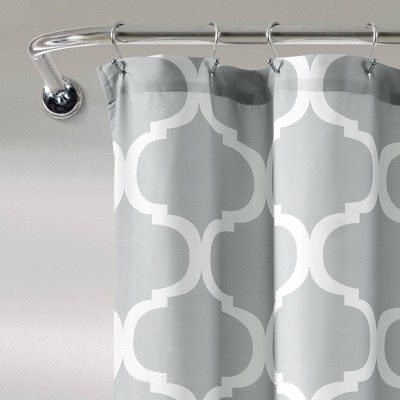 Light Gray Geometric Trellis Fabric Shower Curtain